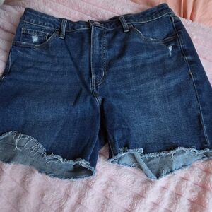 Old Navy Dark Blue Frayed Hem Jean Shorts